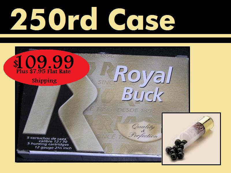 Rio Royal 00 Buck  12ga, 2 3/4, 9 pellet, 250rd Case